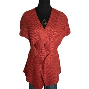 Escio Front Weave Sweater Short Sleeve Terra Cotta Size Large